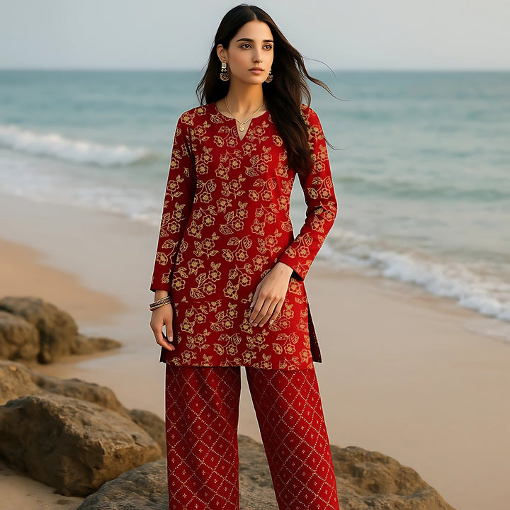 Cherry pop Printed imported lawn Suit -  unstitched 2PC D113