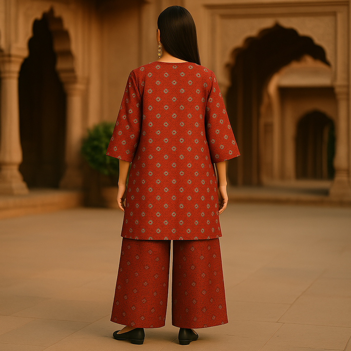 WALDOF Printed Lawn Suit -  unstitched 2PC