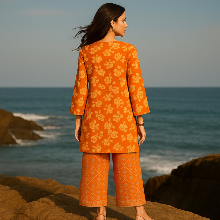 Saffron line Printed imported lawn Suit -  unstitched 2PC D111