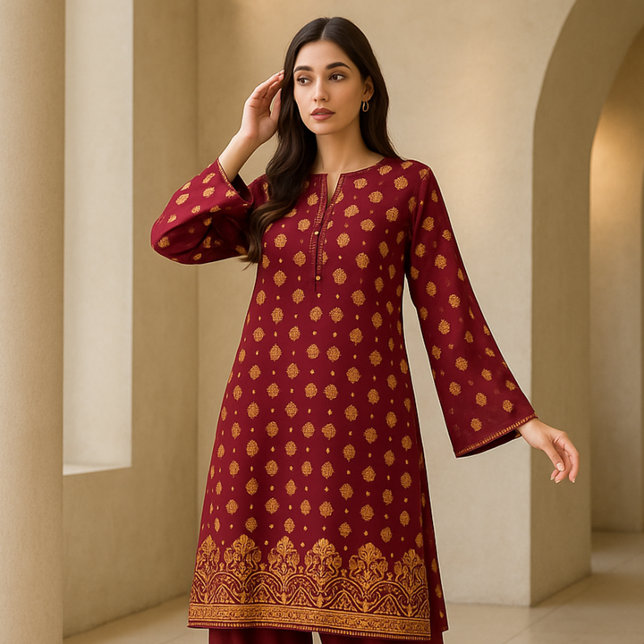 FROCK Printed imported lawn Suit -   unstitched 2PC