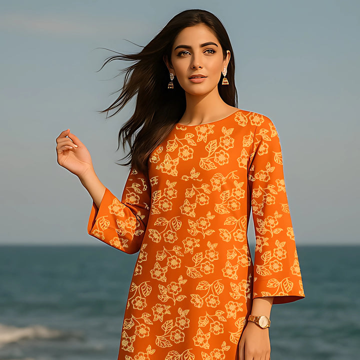 Saffron line Printed imported lawn Suit -  unstitched 2PC D111