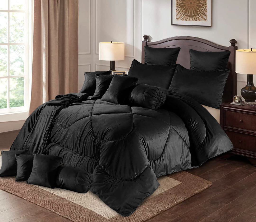 BLACK ASTRAL COMFORTER SET - 14 PCS