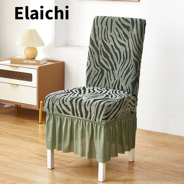 Elaichi Fitted Zebra Velvet Chair Cover
