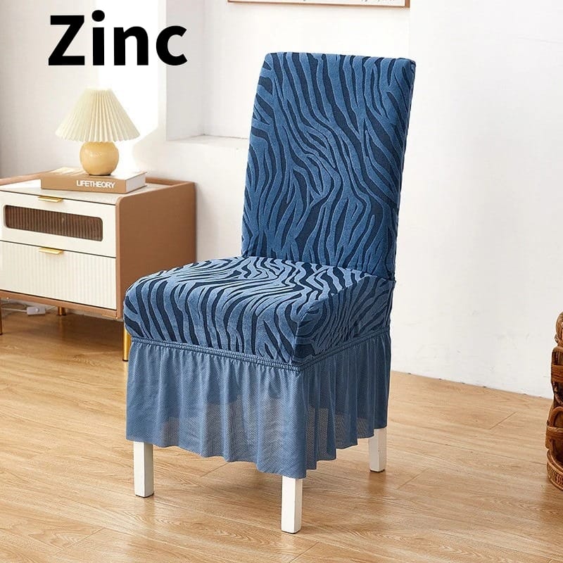 Zinc Fitted Zebra Velvet Chair Cover