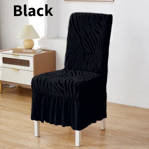 Black Fitted Zebra Velvet Chair Cover