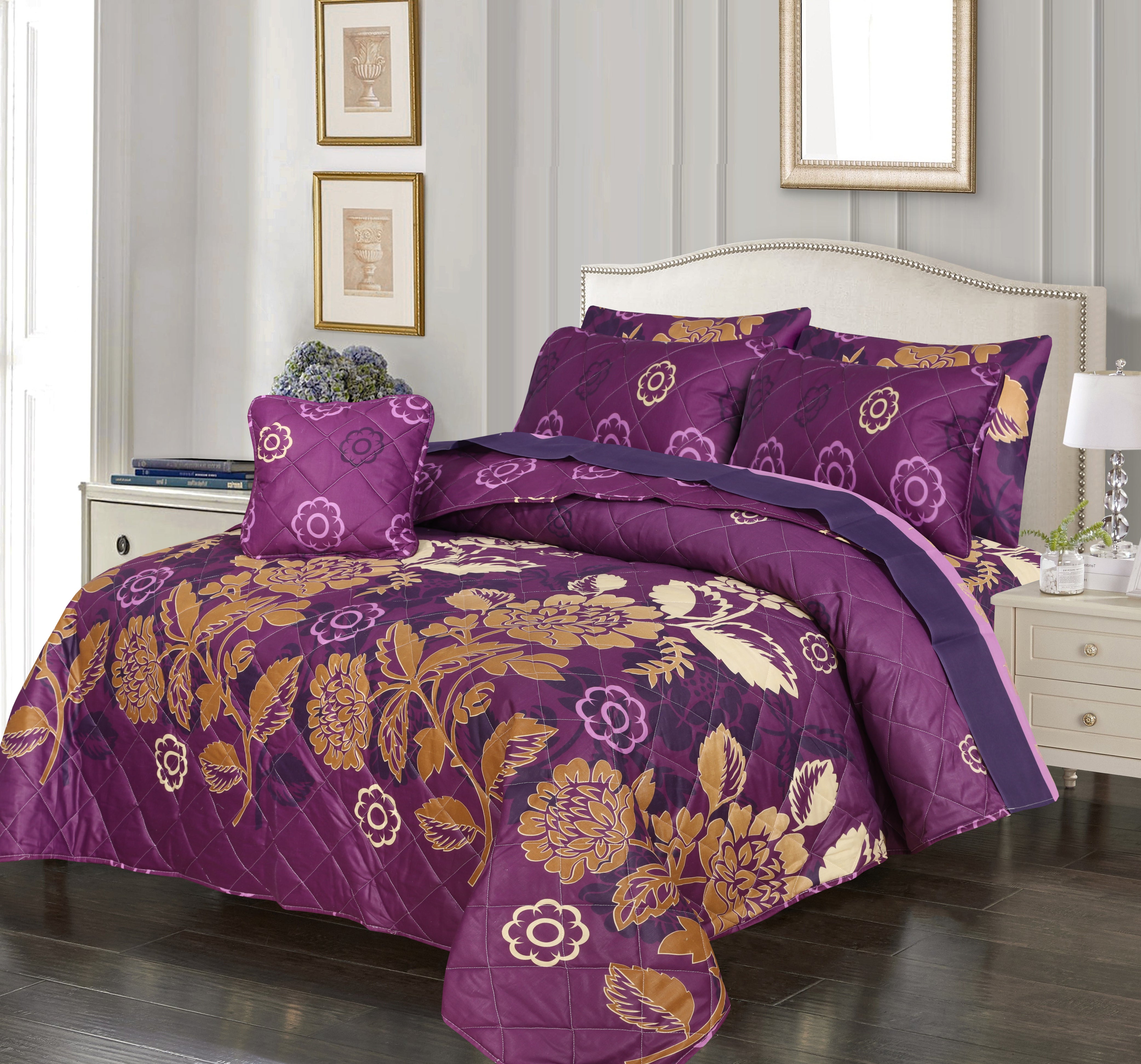 plum summer comforter set- 7 pcs