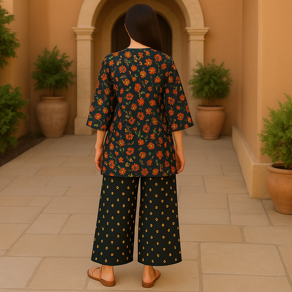 SANTHEM Printed Lawn Suit - 2PC