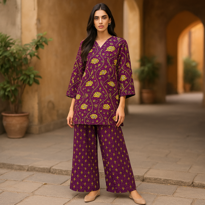Mahogany Printed Lawn Suit - 2PC
