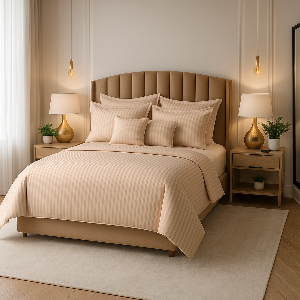 SKIN SATIN STRIPE DUVET COVERS SET 8 PCS