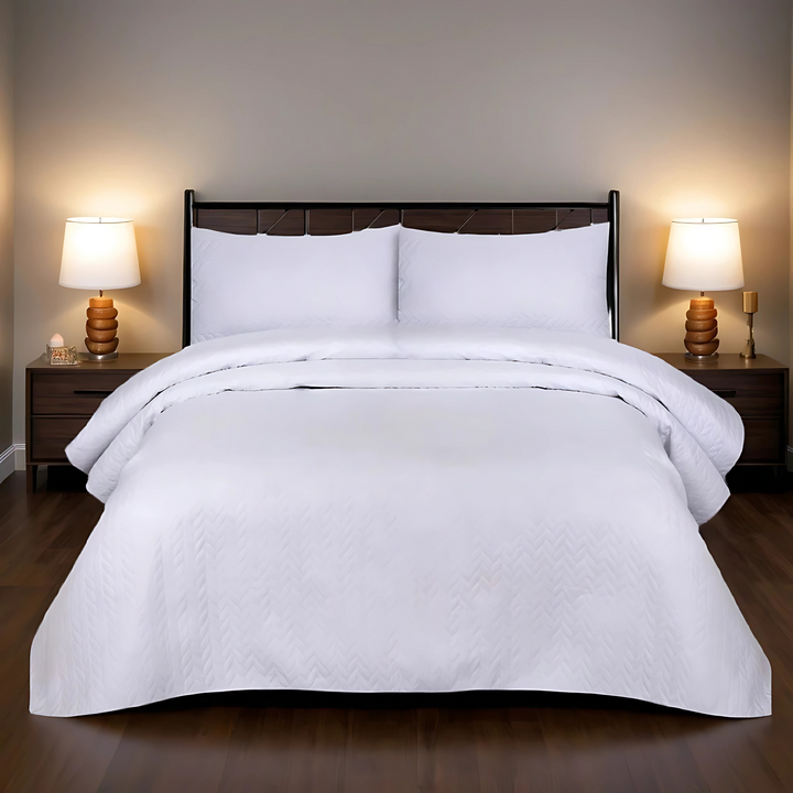 white n.p bedspread set - 3 pcs (premium)