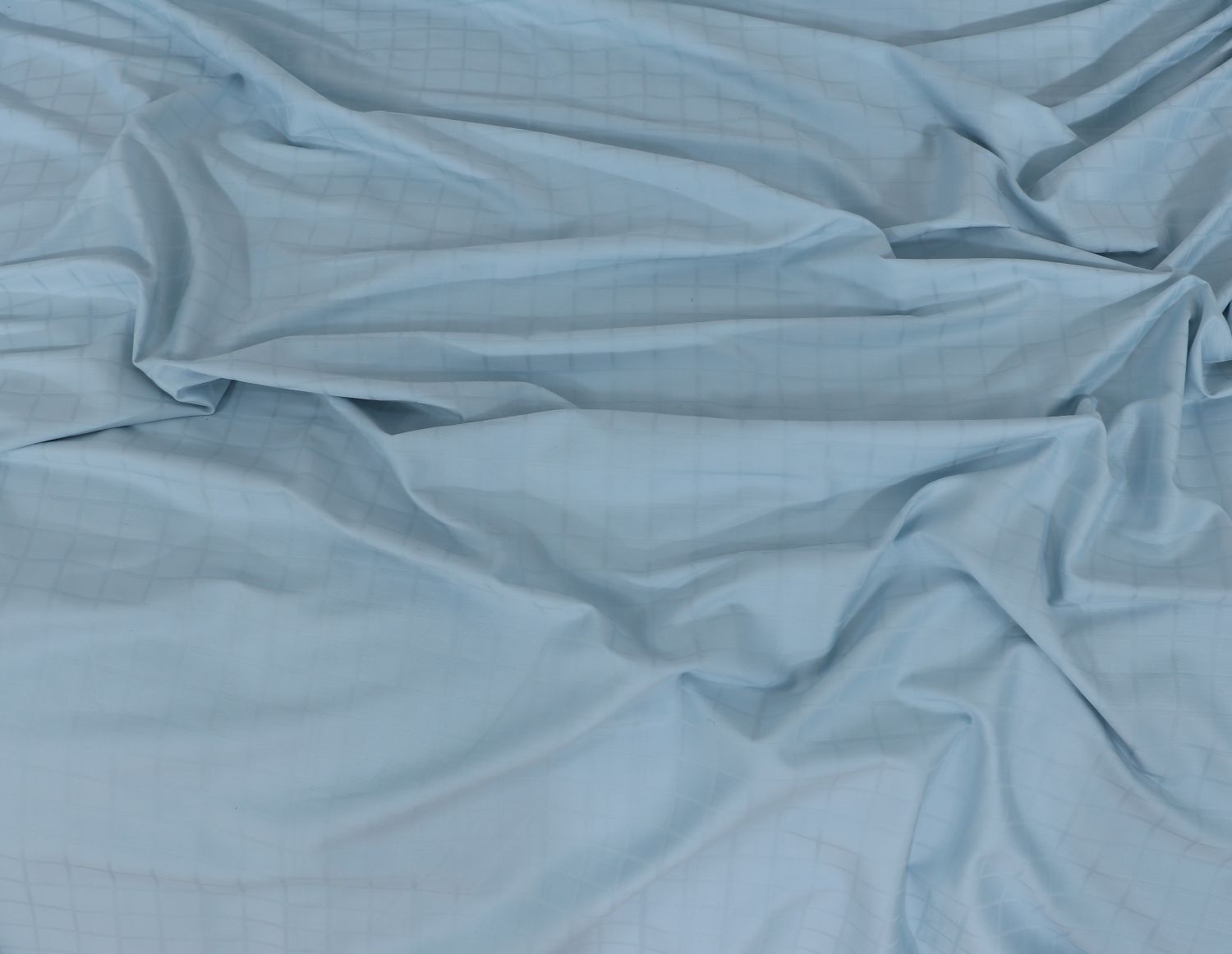 SKY BLUE CHECK BEDSHEET SET - 6 PCS (SATIN)