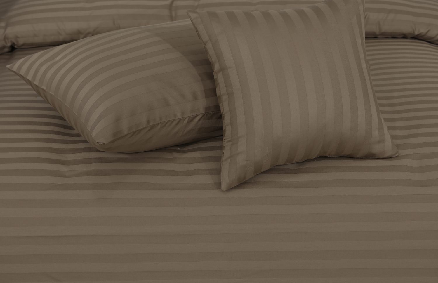 SMALL STRIPES D.BROWN BEDSHEET SET - 6 PCS (SATIN)