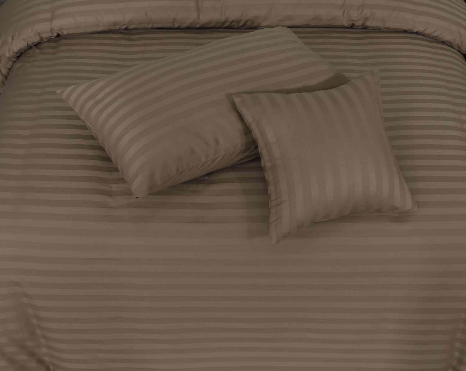SMALL STRIPES D.BROWN BEDSHEET SET - 6 PCS (SATIN)