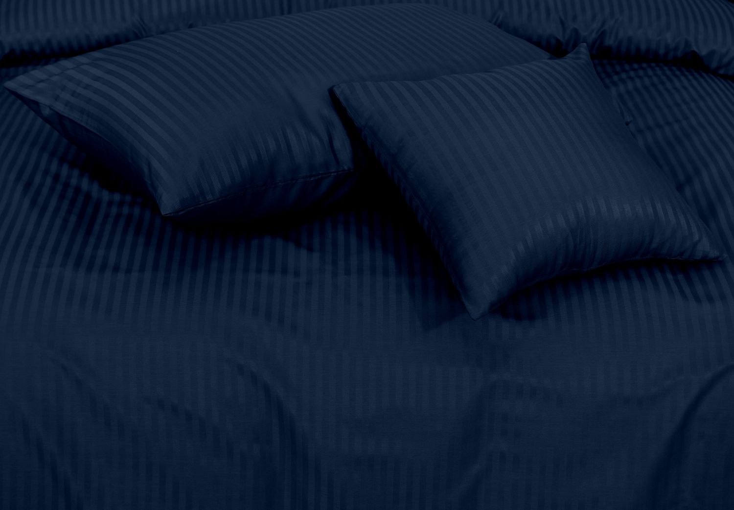 SMALL STRIPES NAVY BLUE  BEDSHEET SET - 6 PCS (SATIN)
