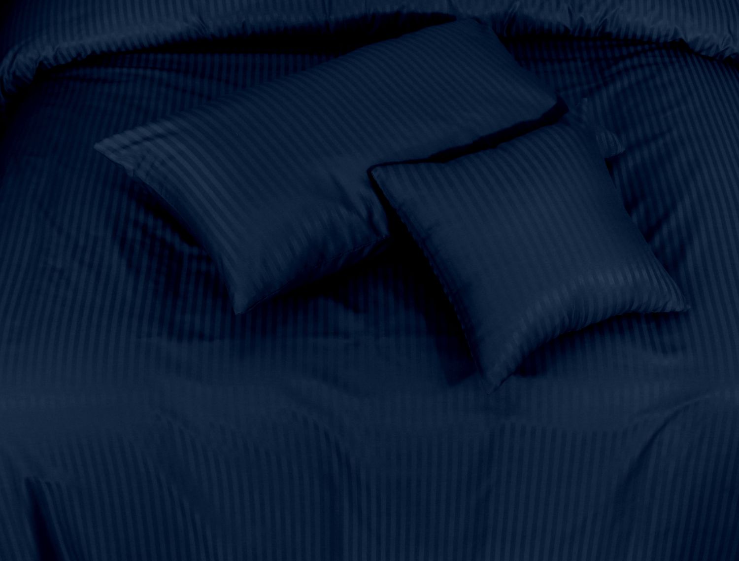 SMALL STRIPES NAVY BLUE  BEDSHEET SET - 6 PCS (SATIN)