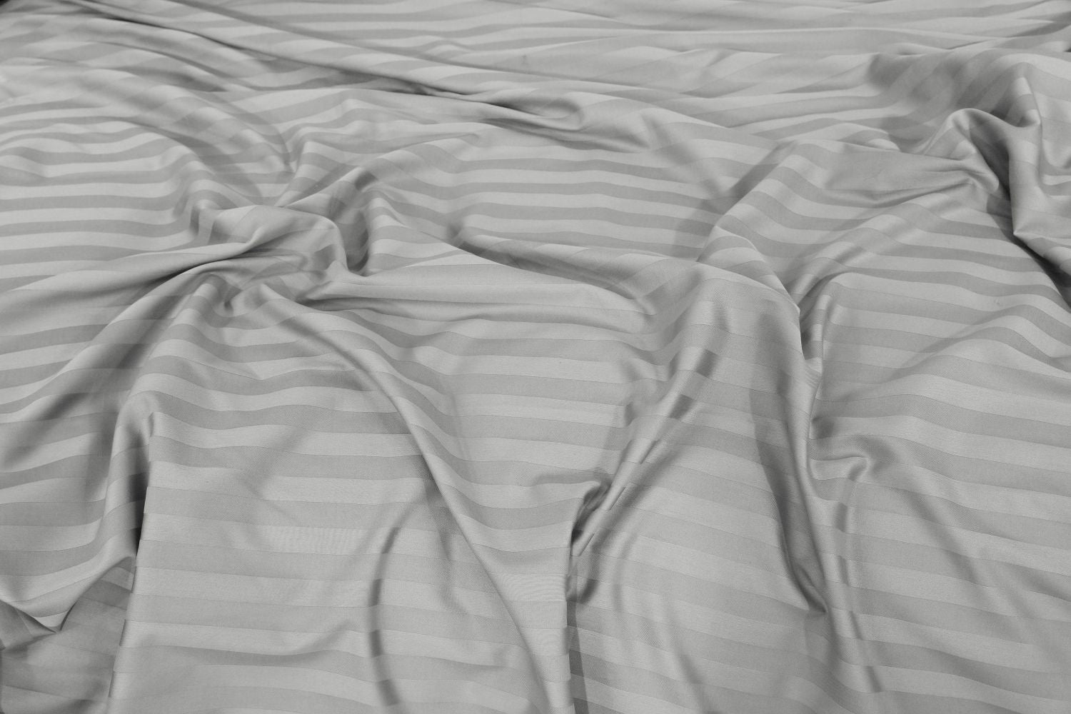 SMALL STRIPES GREY BEDSHEET SET - 6 PCS (SATIN)