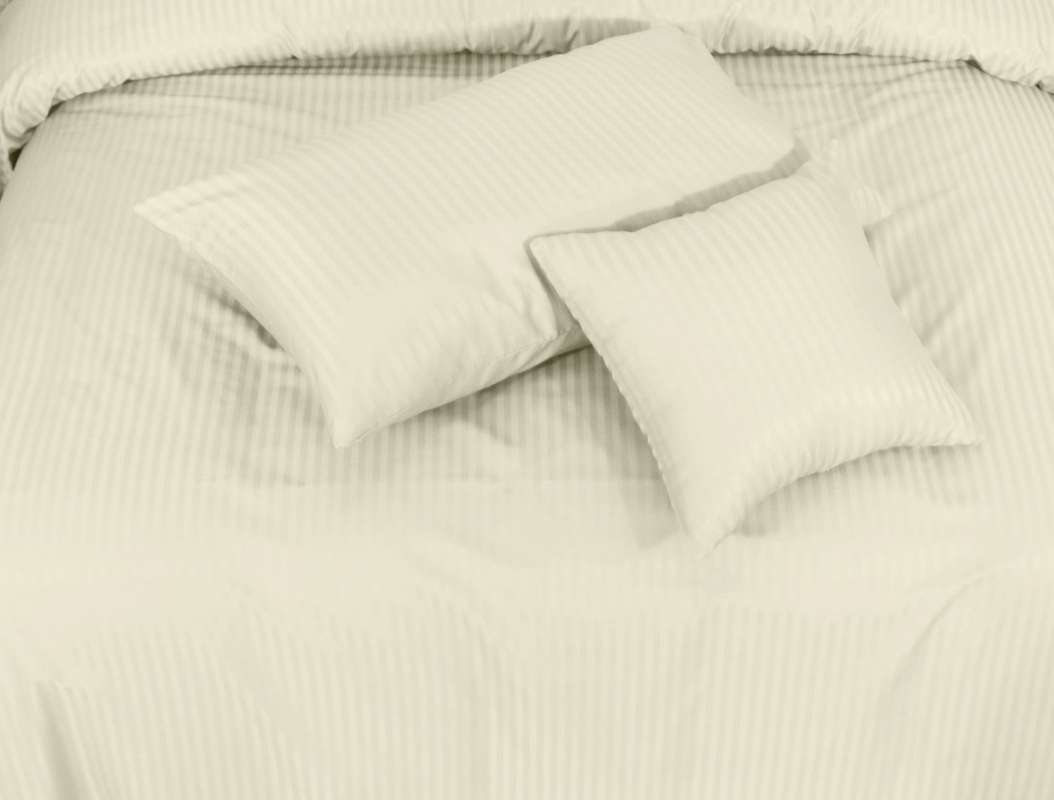 SMALL STRIPES OFFWHITE BEDSHEET SET - 6 PCS (SATIN)