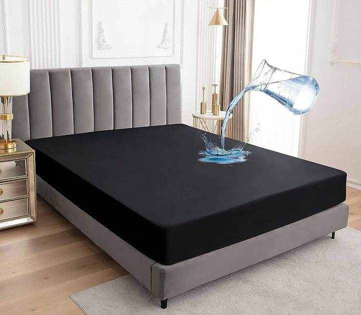 FITTED WATERPROOF MATTRESS PROTECTOR - BLACK