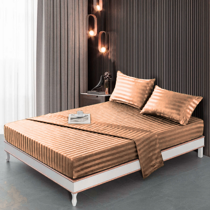 skin stripe satin fitted sheet - (premium)