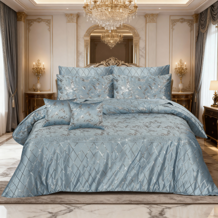 L.GREY VELVET DUVET COVERS SET 8 PCS