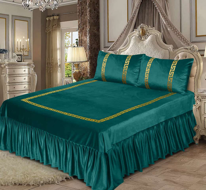 GREEN VELVET BEDSHEET SET - 3 PCS