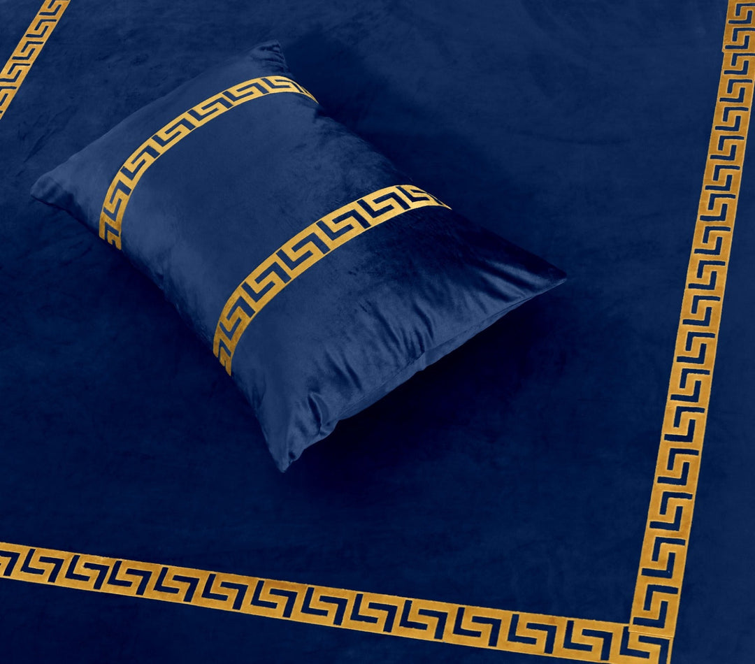 ROYAL BLUE VELVET BEDSHEET SET - 3 PCS