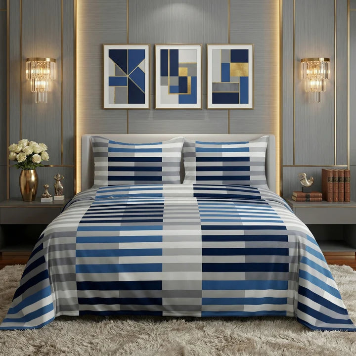 BLUE LINE bedsheet set - 3 pcs
