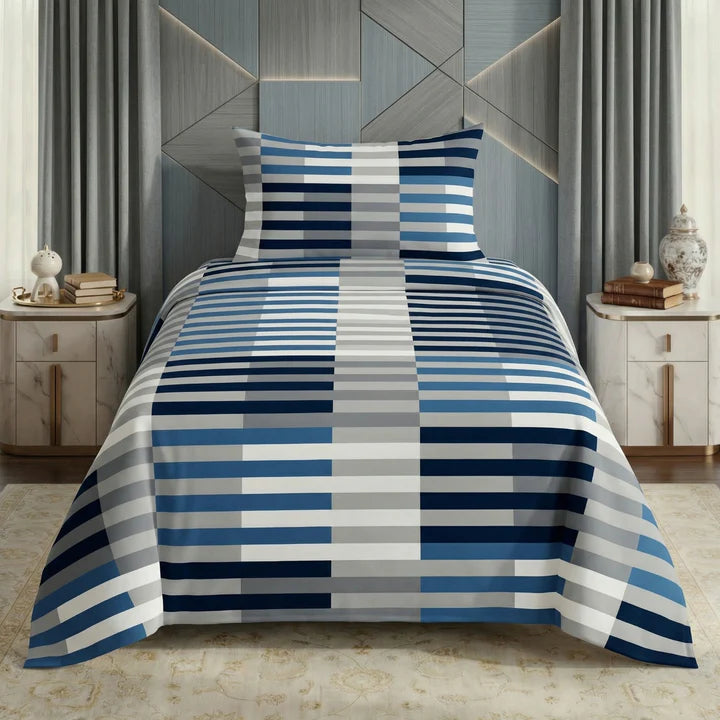 BLUE LINE SINGLE BEDSHEET SET