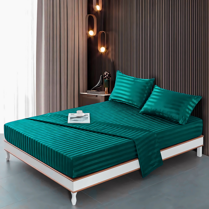 ZINC stripe satin fitted sheet - (premium)