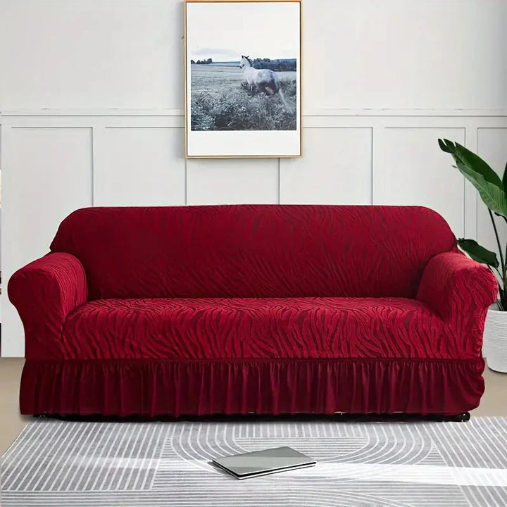 Zebra Velvet Maroon Sofa Cover