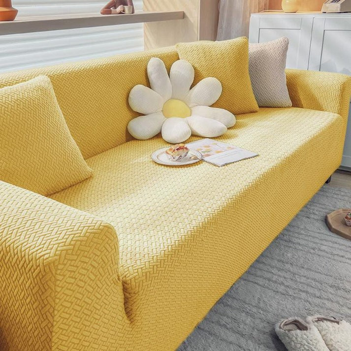 YELLOW STRIPE JACQUARD SOFA COVER