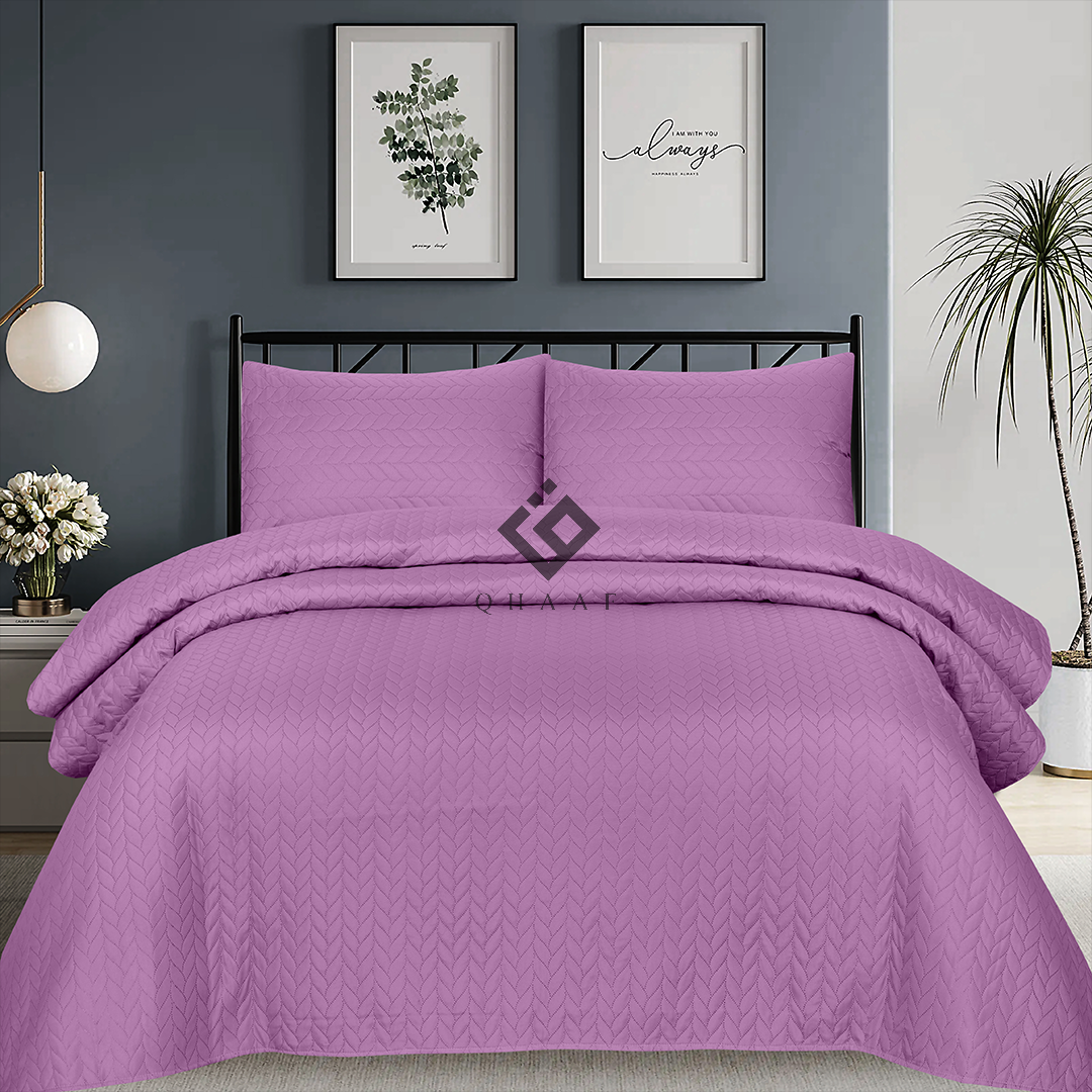 PURPLE N.P BEDSPREAD SET - 3 PCS (PREMIUM)