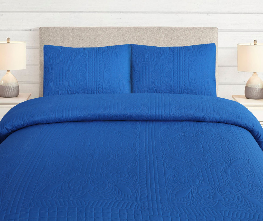 royal blue bedspread set - 3 pcs (premium)