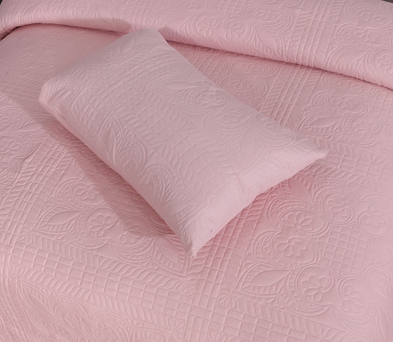 BABY PINK BEDSPREAD SET - 3 PCS (PREMIUM)