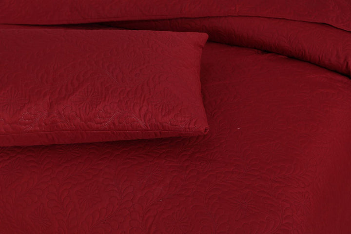 maroon bedspread set - 3 pcs (premium)