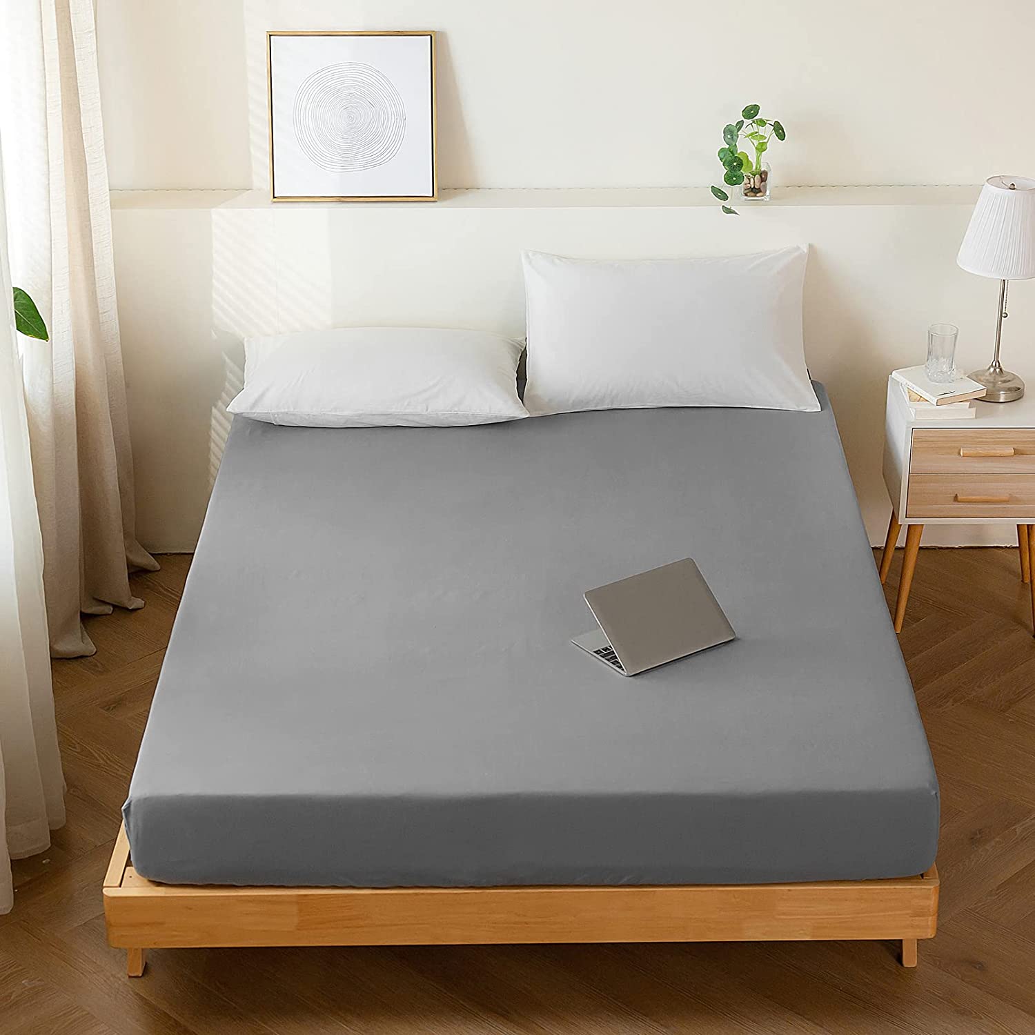 GREY FITTED SHEET - (PREMIUM)